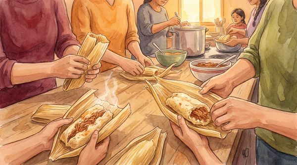 Watercolor illustration of Mexican tamales unwrapped from corn husks