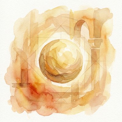 Watercolor portrait representing Dr. Sarah Chen — golden geometric forms emerging from flowing washes